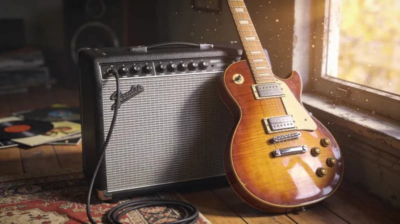 Elektrische gitaar met versterker